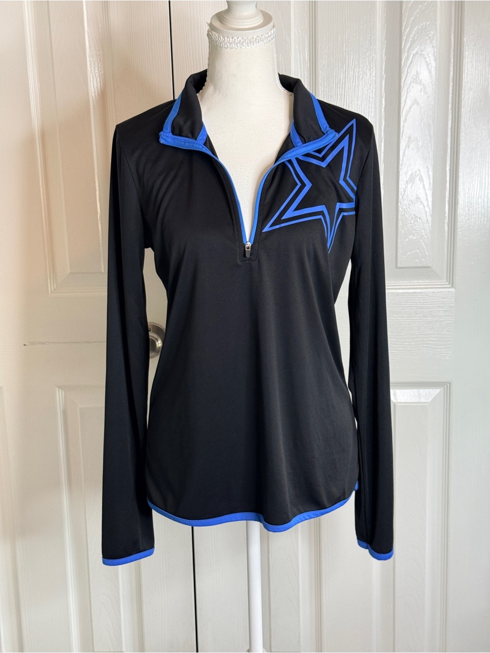 Dallas Cowboys Authentic Black Blue Star Quarter-Zip Pullover EUC Medium